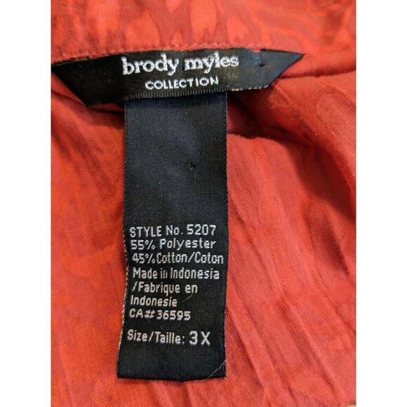 Brody Myles Blouse Womens Plus 3X Dark Cherry Red Merlot Burnout Sheer Button Up - Picture 4 of 5